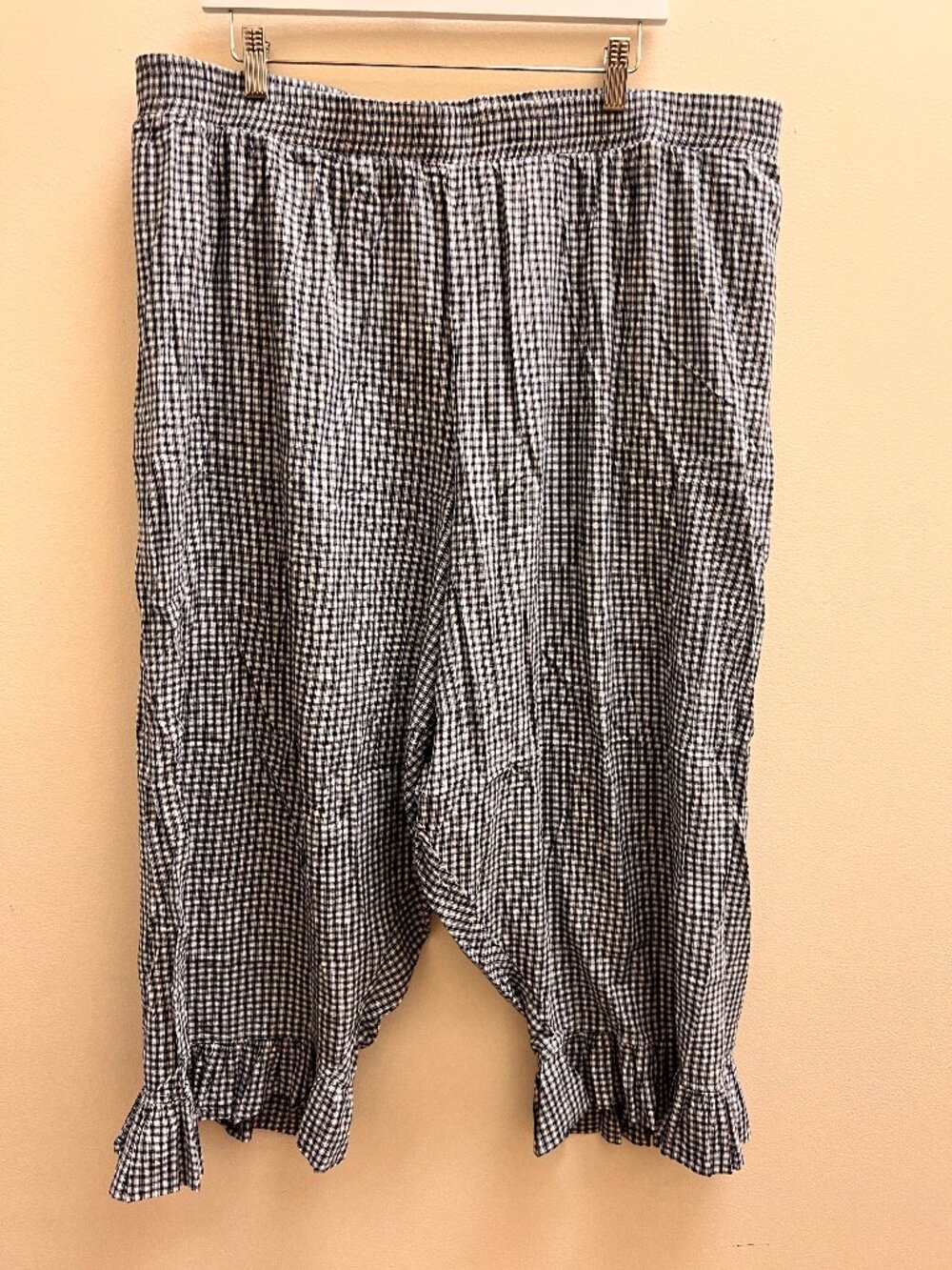 Sonderhaus Blue Plaid Boxer Pants 3XL Cotton Ruffle Hem - Picture 3 of 11